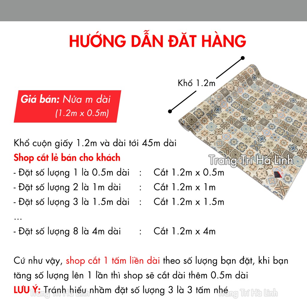 Giấy dán tường gạch bông - decal dán tường họa tiết gạch bông bóc dán 1.2mx0.5m | BigBuy360 - bigbuy360.vn
