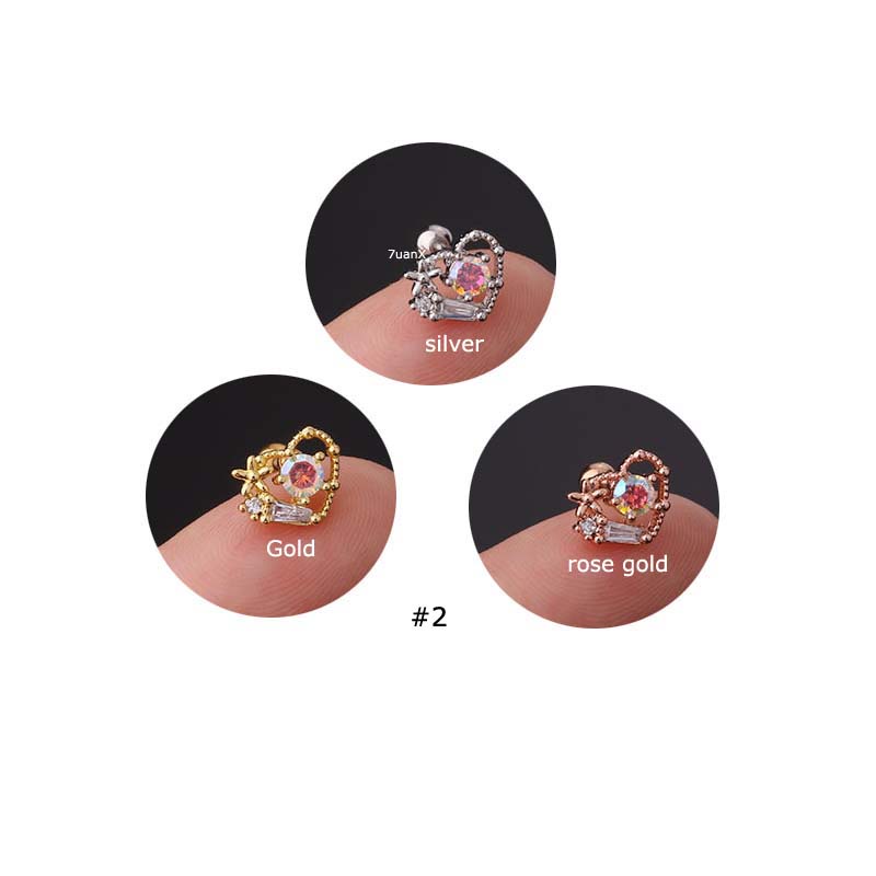 Khuyên Tai Hình Hoa / Ngôi Sao / Trái Tim Bằng Thép Không Gỉ 20g