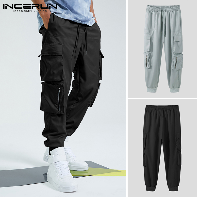 INCERUN Men's Fashion Casual Sweatpants Pockets Cargo Pants Trousers Overalls