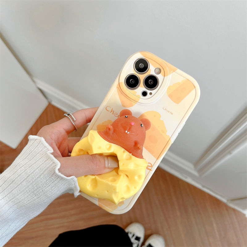 Ốp Điện Thoại Mềm Nén Khí In Hình Phô Mai/Chuột Vui Nhộn Bảo Vệ Cho iPhone13 12/11pro/xr/xsmax