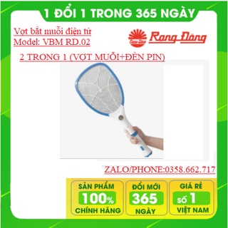 Vợt muỗi 2 trong 1 Rạng Đông VBM RD.02 cao cấp - Vợt bắt muỗi điện tử 2 trong 1 Có kiêm đèn pin siêu sáng mini