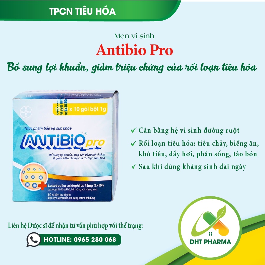 Men vi sinh Antibio Pro 1g (1 túi x10 gói)