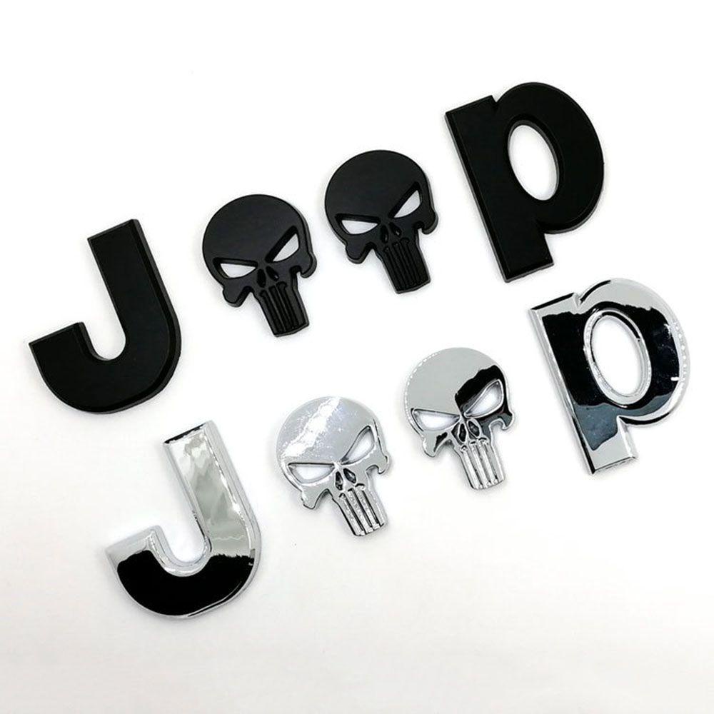 Sticker Hợp Kim Kẽm 3D Hình Đầu Lâu Chống Nước Trang Trí Thân Xe Jeep