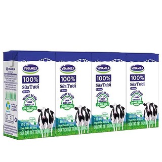 Thanh Hóa - Lốc 4 hộp sữa tươi Vinamilk 100% ít đường - 4x110ml