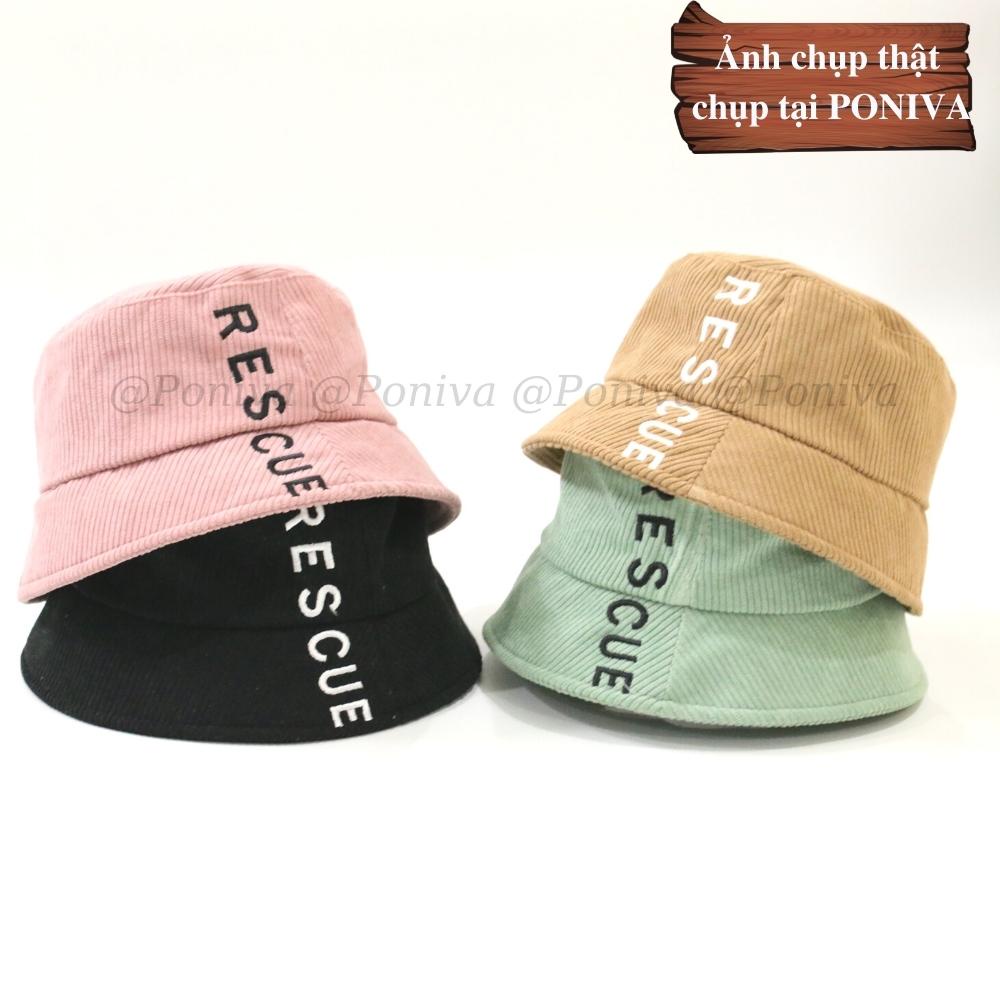 Mũ bucket  ❤️ Nón tai bèo vành cụp thêu chữ nhiều màu sắc form unisex BK02 nhung tăm Ulzzang Thời trang PONIVA siêu hot