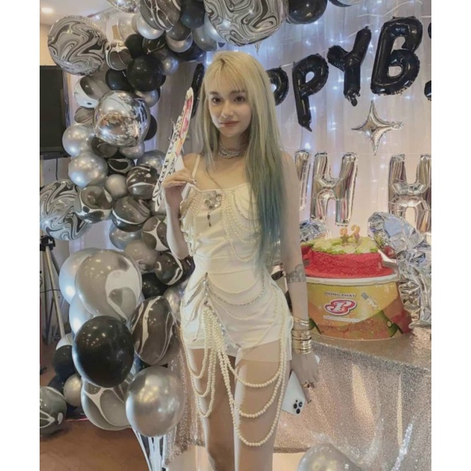 Đầm 2 dây kết chuỗi hạt sexy