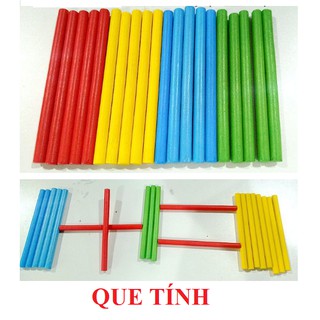 Que tính gỗ - Sét 100 que 4 màu - Đồ chơi giáo dục cho bé