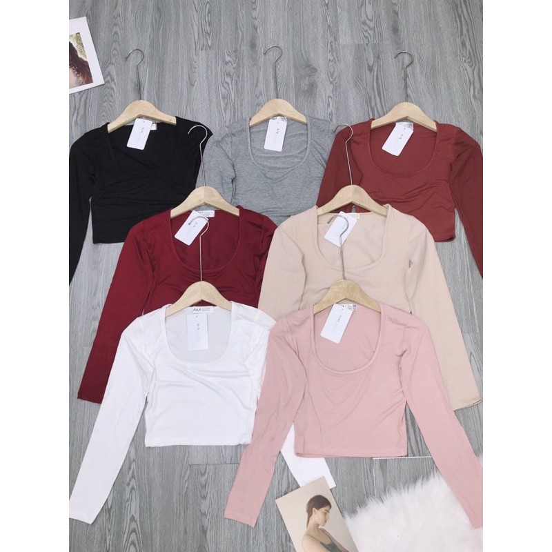 ÁO THUN CROPTOP TAY DÀI CỔ VUÔNG