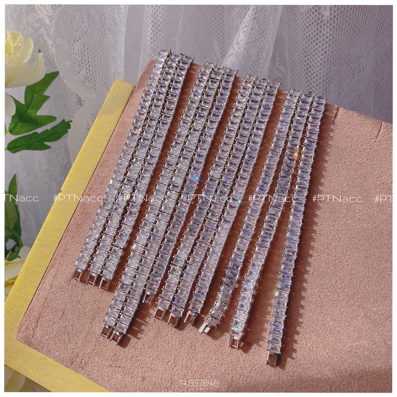 Lắc tay xi bạch kim đính full đá paget vuông cao cấp sáng long lanh, cắt size theo yêu cầu . PTNACC
