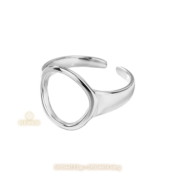 Nhẫn nữ hở bạc 925 Eleanor Accessories mặt tròn viền trơn phụ kiện trang sức basic