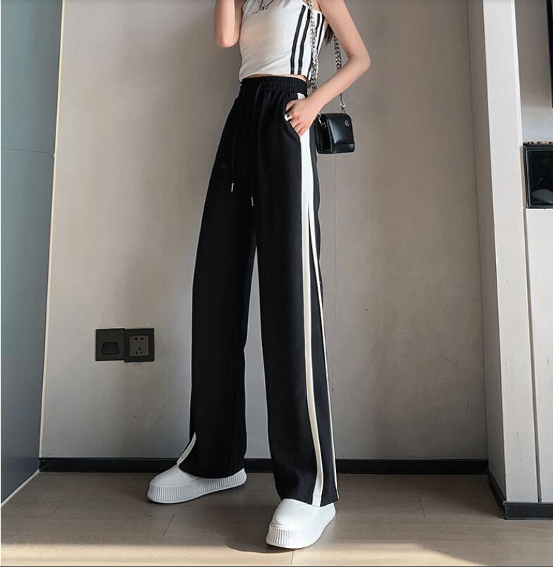 Quần Dài Ống Rộng Họa Tiết Sọc Thời Trang Cho Nữ