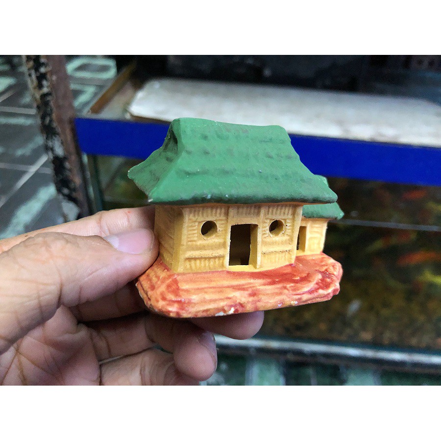 NHÀ LÁ TRANG TRÍ HỒ CÁ NON BỘ 6x4x4cm