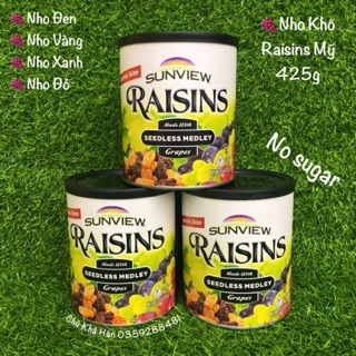 [ Chính Hãng ] Nho Khô Raisins Mỹ 425g Không Đường