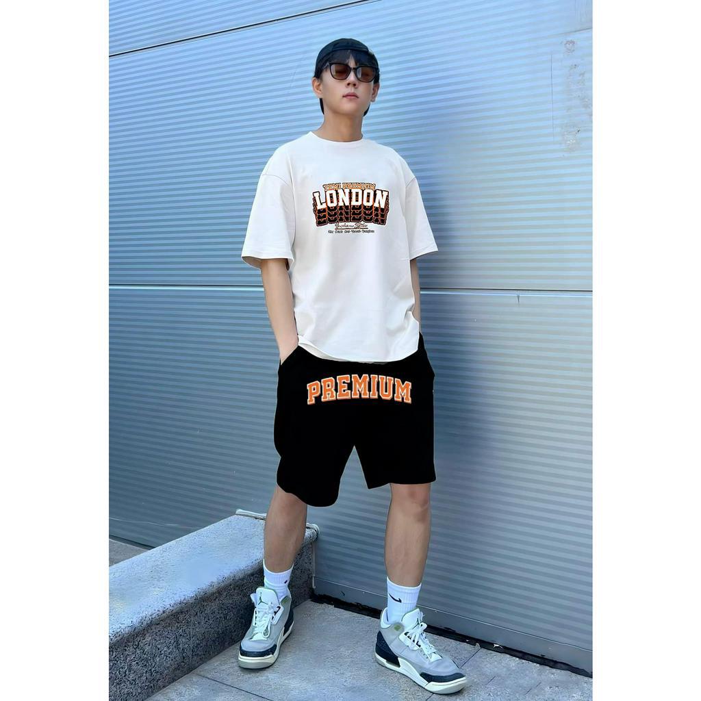 Bộ Thể Thao Nam Hè LONDOON Chữ Ghép Nổi Cao Cấp, Chất Liệu Cotton Khô Mềm Mịn Thấm Hút Mồ Hôi Siêu Tốt