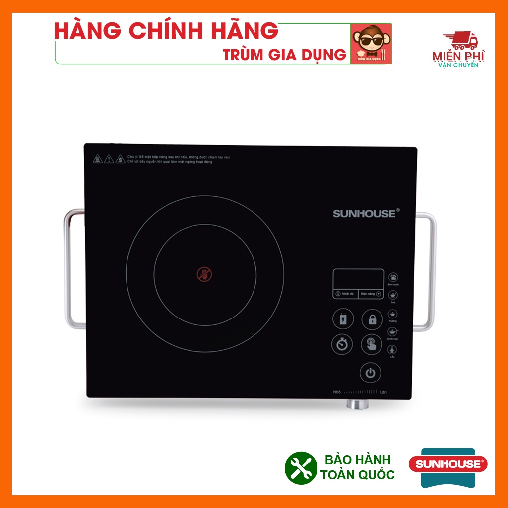 Bếp hồng ngoại đơn Sunhouse SHD6017, tặng kèm 01 vỉ nướng theo bếp hồng ngoại, phím cảm ứng, đa chức năng nấu nướng.