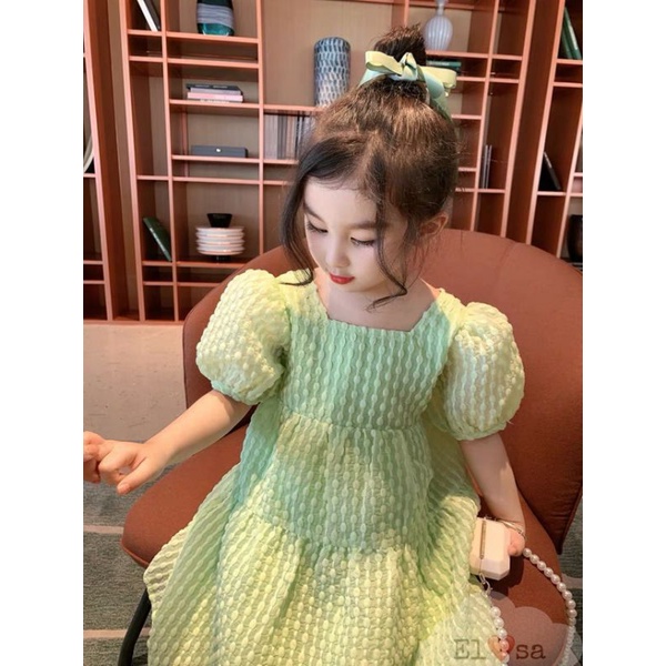 Váy bé gái thắt nơ lưng tay bồng dễ thương / Đầm công chúa bé gái size 8 - 25ky