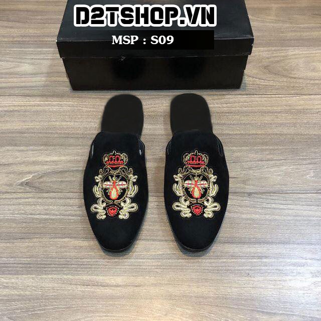 Giày sục nam (Giày lười không gót) nhung thêu ong đỏ giá rẻ S9 | BigBuy360 - bigbuy360.vn