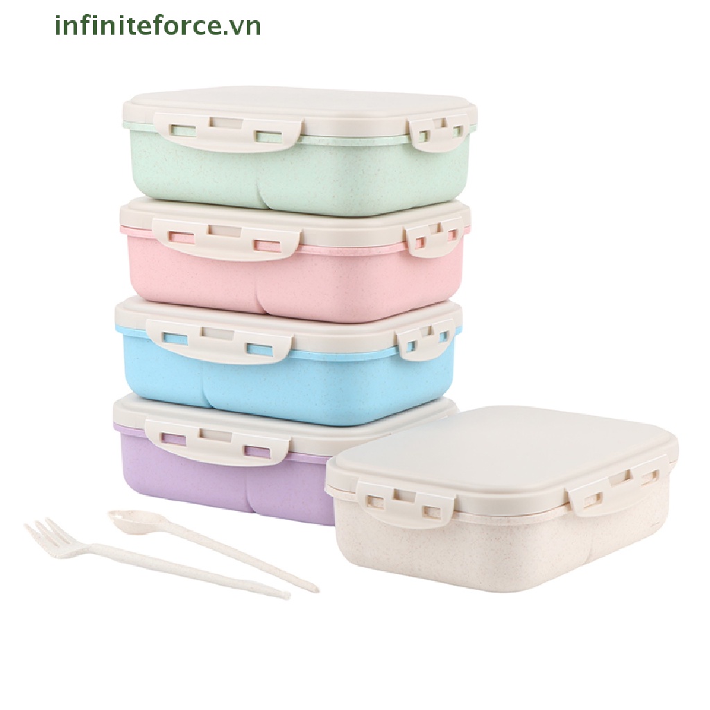 Hộp cơm Kèm Muỗng Nĩa Bằng Rơm Lúa Mì Tiện Dụng Cho Văn Phòng / Trường Học