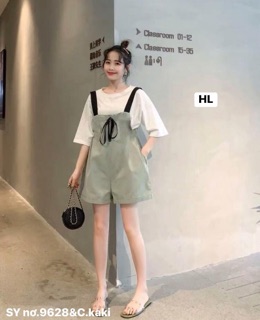 Sét đùi yếm nơ kèm áo thun - C