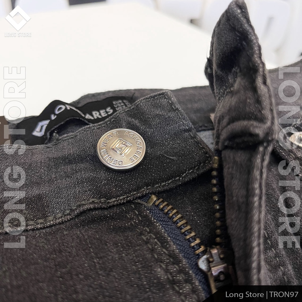 Quần jean nam đen khói nhám LONGARES ống đứng dáng ôm skinny chất bò co giãn cao cấp cực đẹp Tron97