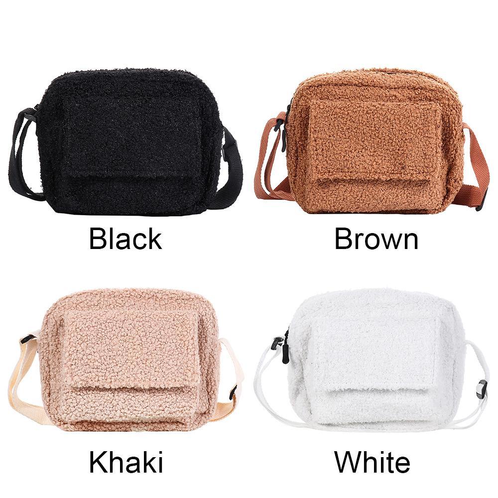 Túi Đeo Vai Bằng Len Lông Cừu Màu Sắc Đơn Giản Cho Nữ