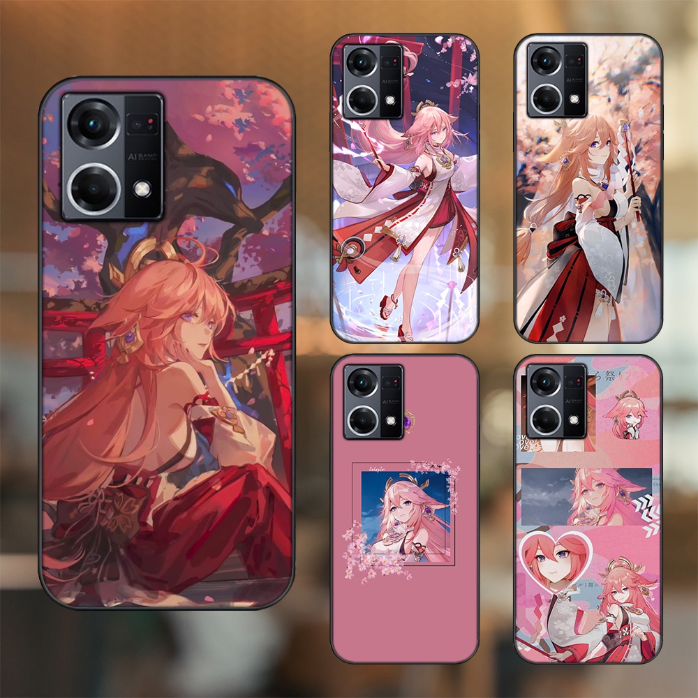 Ốp lưng Oppo Reno 8 4G viền đen in hình Yae Miko Genshin Impact
