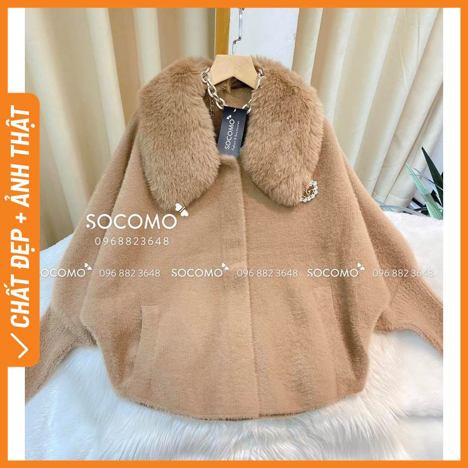 Áo khoác len lông cao cấp tay dơi cổ lông Socomo- Hàng loại 1, chất đẹp- Giá tốt - 100% ảnh Socomo Tự Chụp