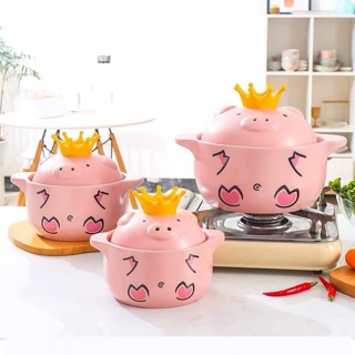 Nồi lợn hồng cute nấu được trên bếp ga
