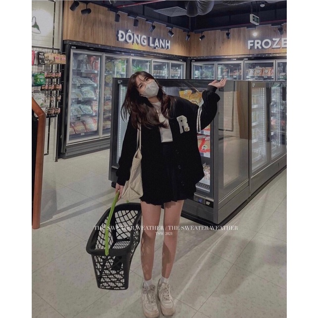 Áo Khoác Cardigan Hàn Quốc 2 Màu Đen Be