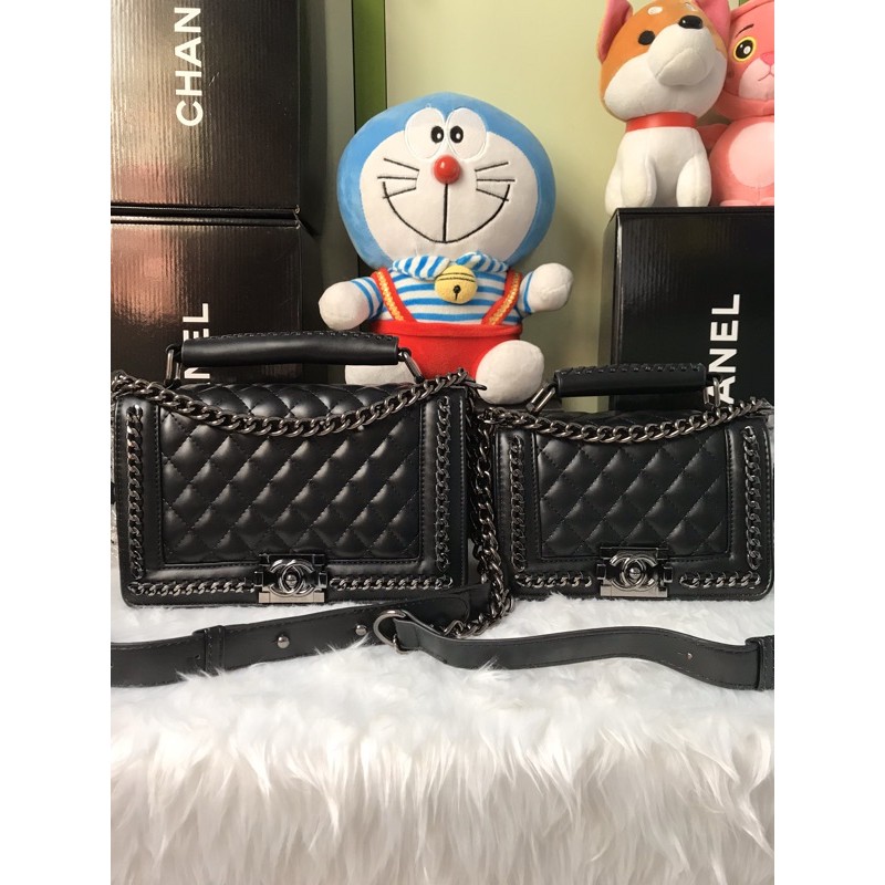 Túi đeo chéo có quay xách, túi boy xích size 20,25cm handmade