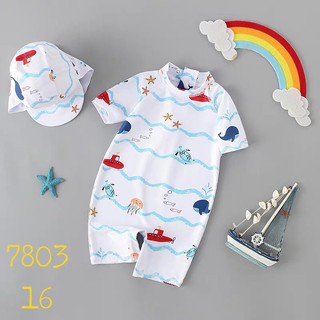 Đồ bơi liền thân có mũ cho bé trai msđ