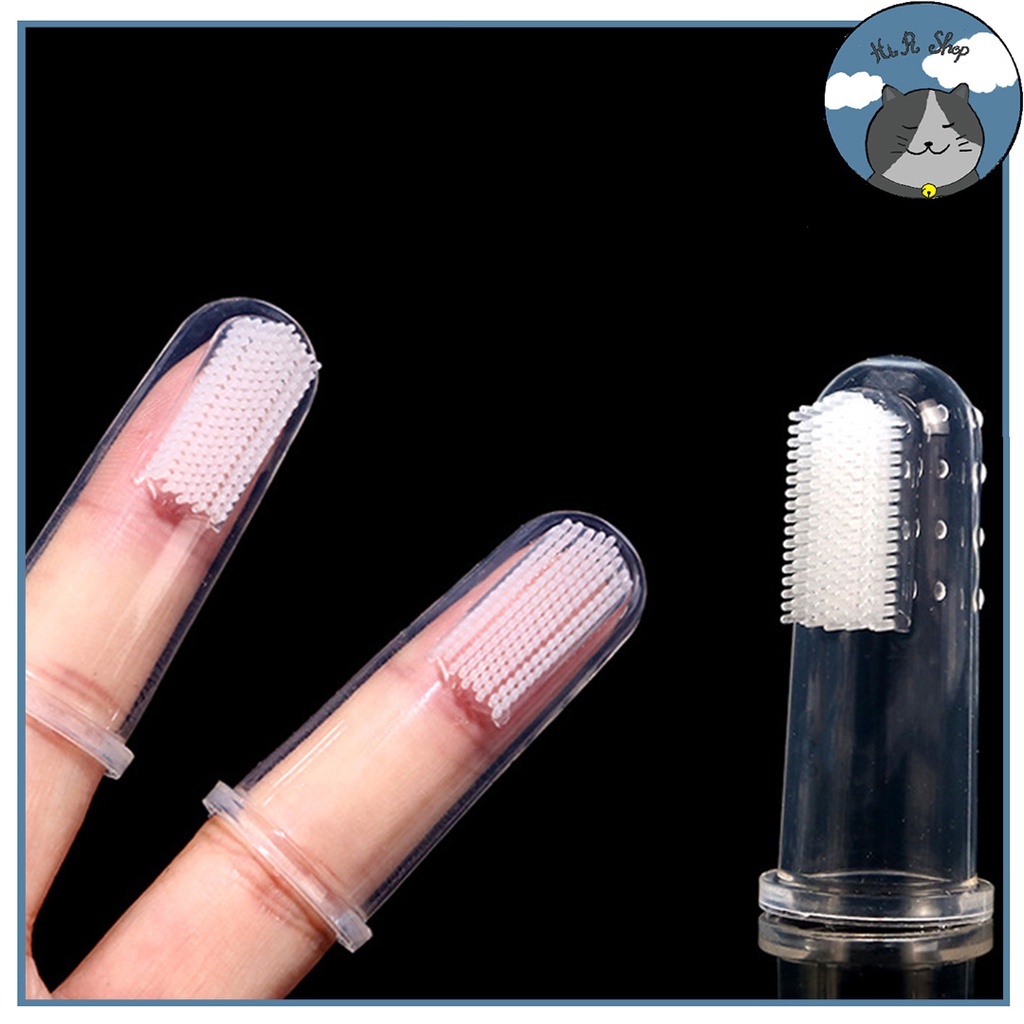 Bàn Chải Đánh Răng Silicone Mềm Gắn Ngón Tay Cho Thú Cưng