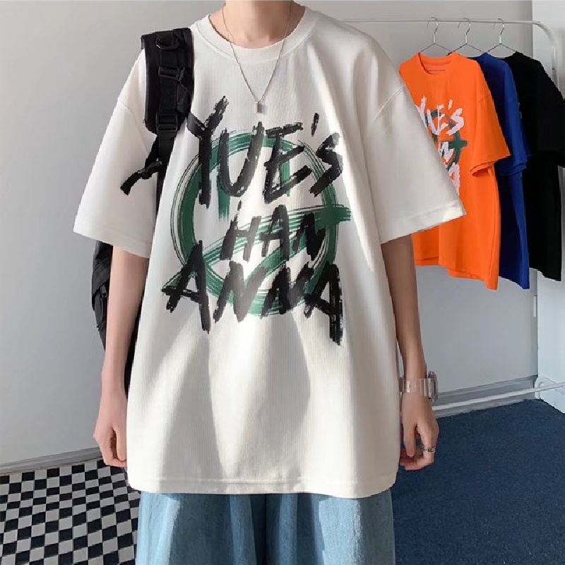 Áo Thun Tay Ngắn Dáng Rộng In Chữ Phong Cách Hàn Quốc Thời Trang Mùa Hè Cho Nam Size M-8XL