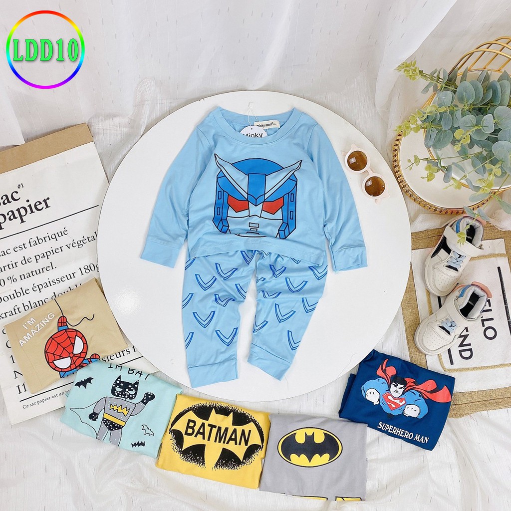 Bộ Dài Tay Cho Bé LDD10 Đồ Bộ Siêu Nhân Thun Lạnh Cao Cấp Mềm Mịn Thoáng Mát Hàng Chuẩn Loại 1 MINKY MOM