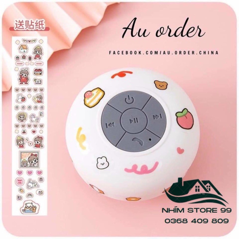 Loa Bluetooth mini gắn tường chống nước siêu xinh, tặng kèm sticker cute