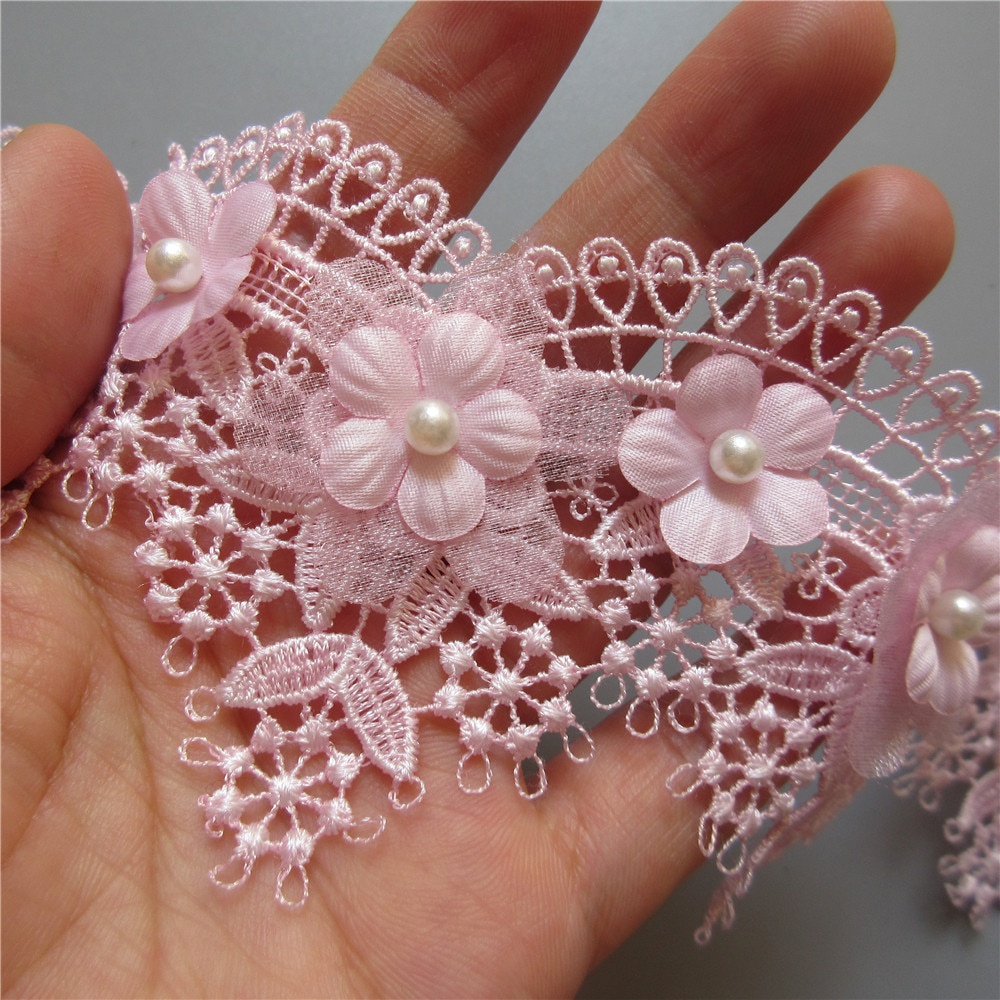 Dây Ruy Băng Ren Hoa Nho Hòa Tan 1 Yard 7cm Thêu Thủ Công Đa Ứng Dụng