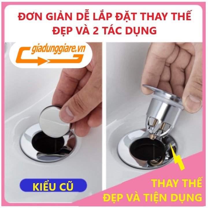 NẮP ĐẬY LỖ THOÁT NƯỚC bồn rửa Lavabo sang trọng tiện dụng thay thế nắp lật nắp cao su cũ bồn rửa mặt - GIADUNGGIARE