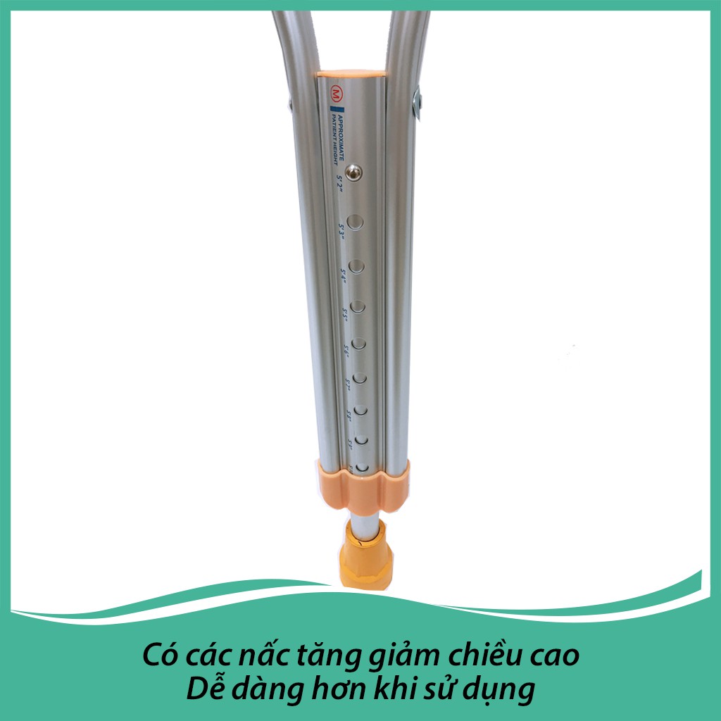 Nạng nách hợp kim nhôm cao cấp LUCASS C25 - Nạng tập đi cho người khuyết tật, người bị tai nạn phục hồi chức năng - HÀNG