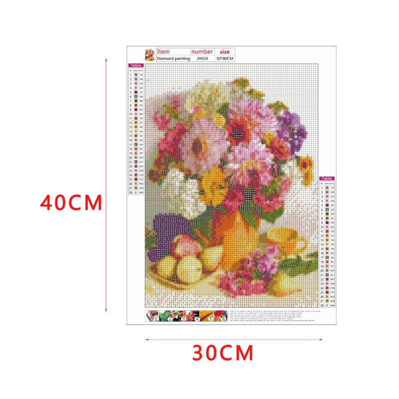 Bộ Tranh Đính Đá 5D Họa Tiết Hoa Nhiều Màu Sắc Độc Đáo DIY Dùng Trang Trí Nhà Cửa