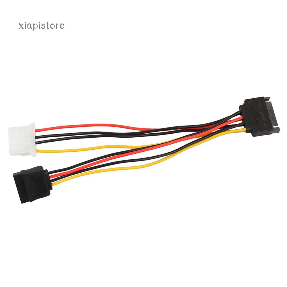 Dây cáp chuyển đổi nguồn SATA 15pin sang SATA 15pin &amp; IDE 4pin dành cho bo mạch chủ và ổ cứng