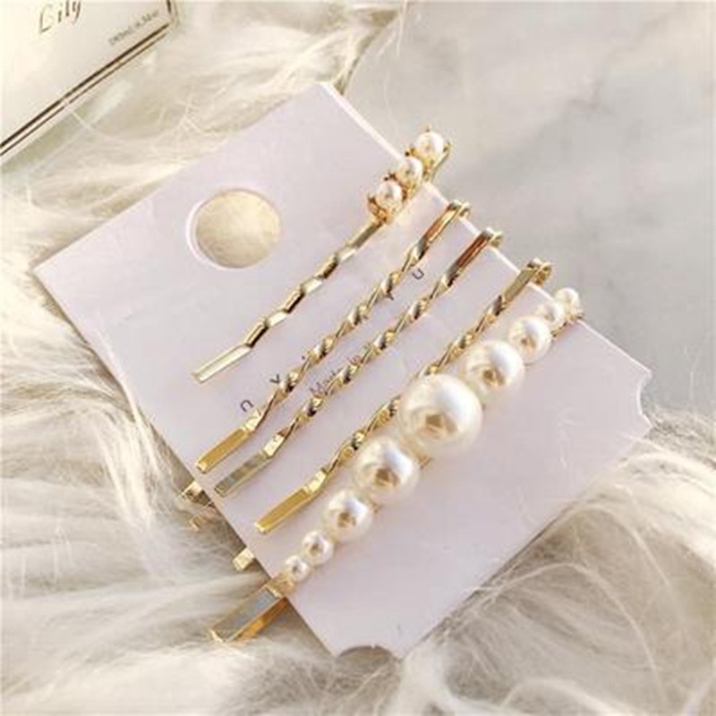 Kẹp tóc đính ngọc trai thiết kế đơn giản phong cách Hàn Quốc cho nữ