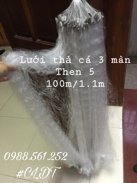 Lưới 3 màn thả cá đánh sông phao dầy chì nặng 100m/1.1m