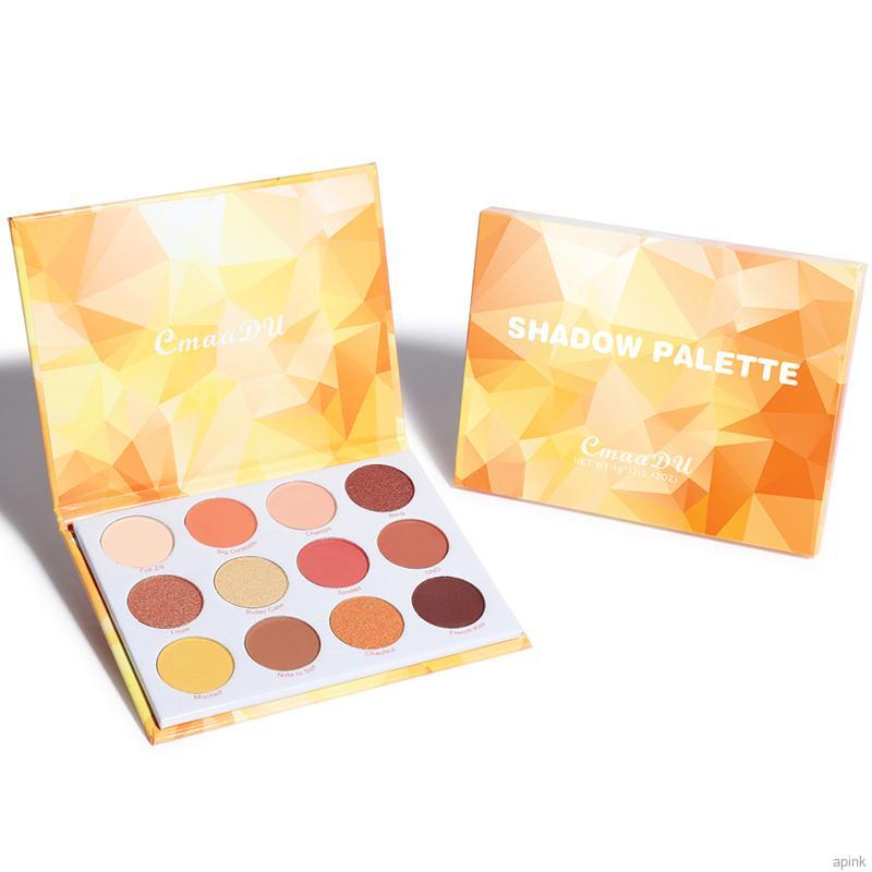 Bảng phấn mắt 12 màu lì/ nhũ ngọc trai kháng nước tự nhiên CmaaDu