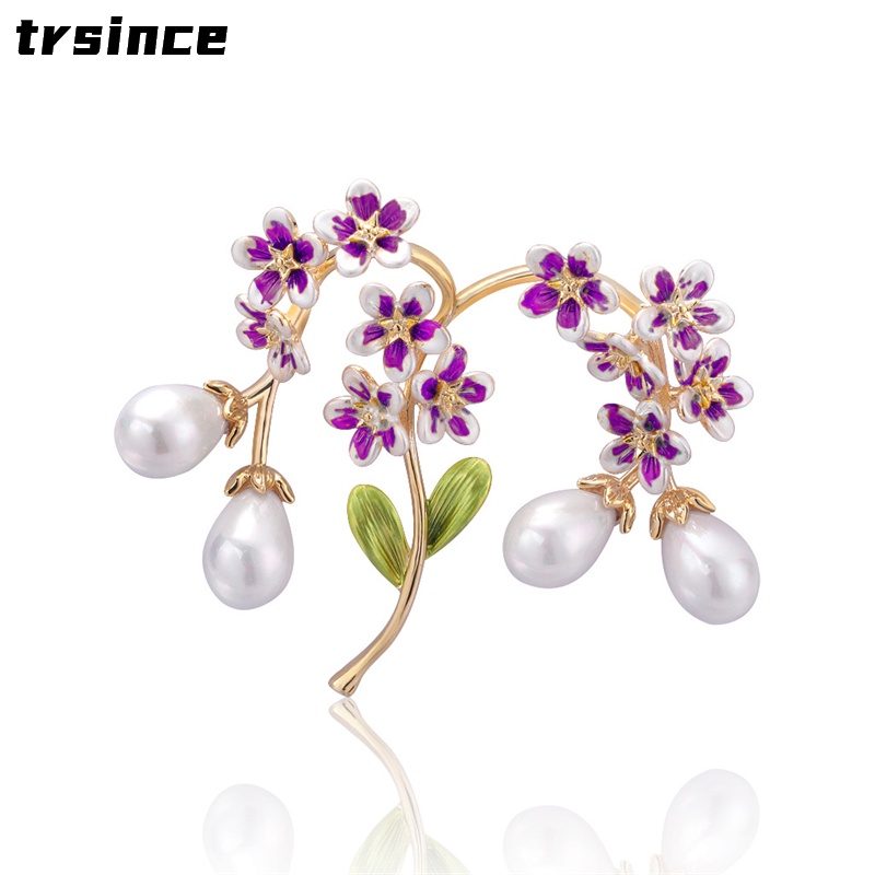 Ghim Cài Áo Hình Cành Cây Đính Ngọc Trai Phong Cách Đơn Giản Mới