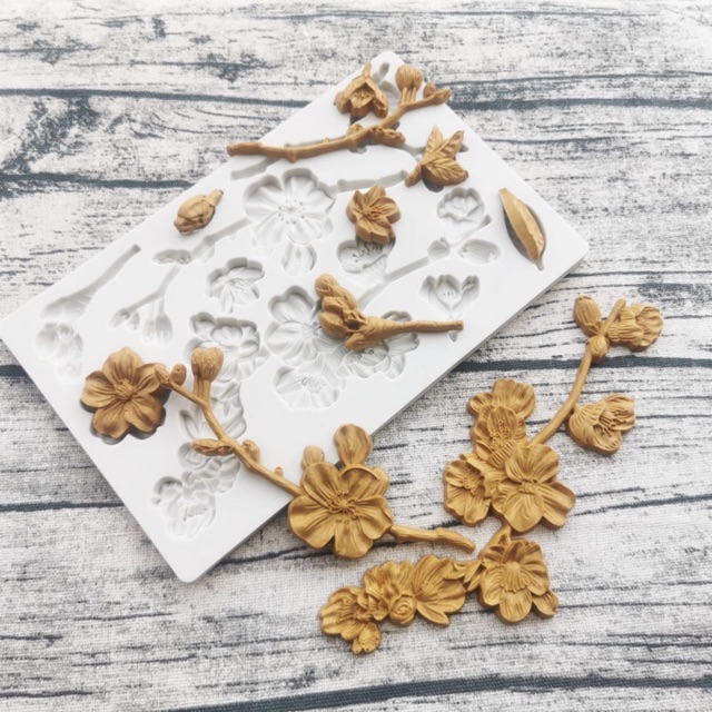 Khuôn silicon hoa mai size đại dùng trang trí bánh