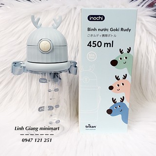 Bình nước trẻ em Inochi chịu nhiệt Goki Rudy 450ml Bình nước hươu trẻ em