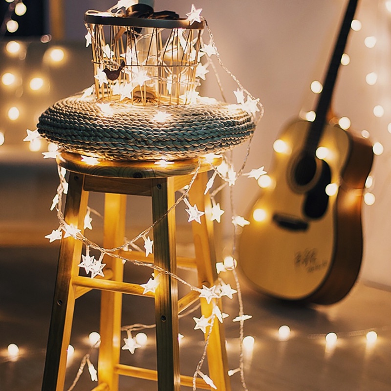 Dây đèn led 10/20 bóng hình ngôi sao trang trí năm mới xinh xắn