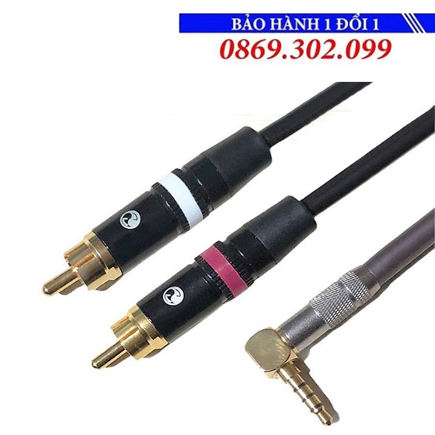 Dây Livestream 3.5mm Bẻ Góc 90 Độ Ra 2 Đầu Bông Sen RCA Liton Dùng Cho Amply, Vang Cơ, Vang Số, Mixer