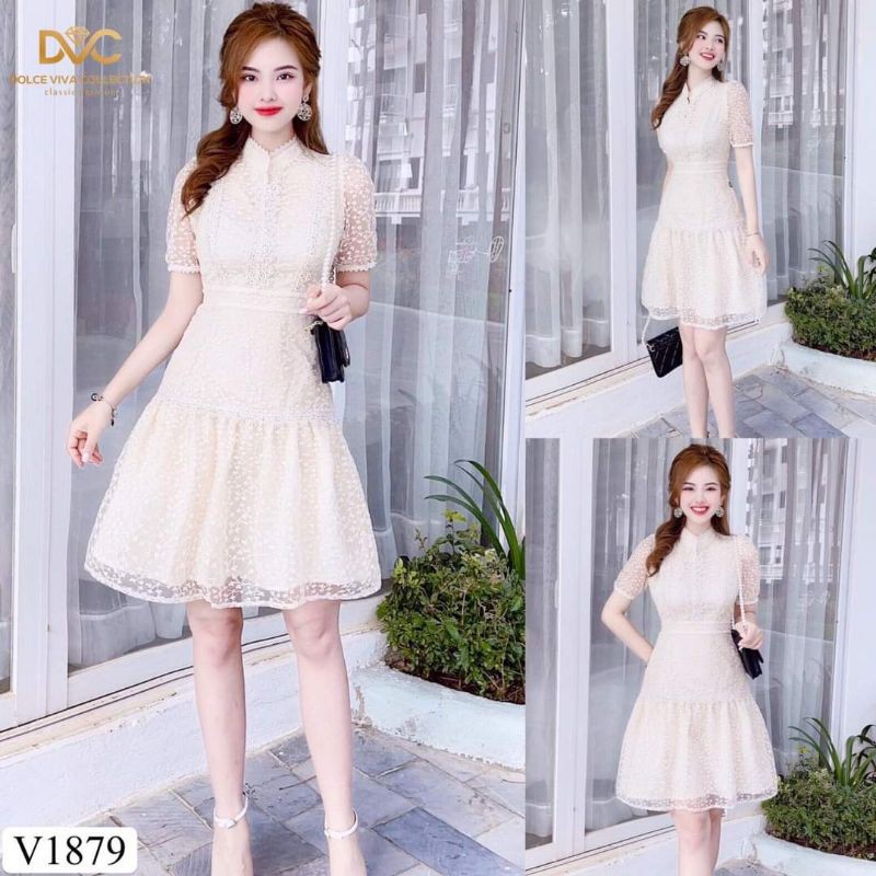 [VÁY ĐI TIỆC CAO CẤP] Váy ren kem thiết kế