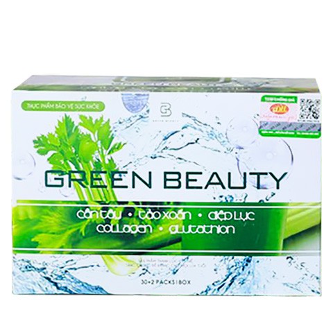 Green Beauty – cần tây-  tảo xoắn- diệp lục- collagen -glutathion hỗ trợ làm đẹp da, thải độc, thanh lọc cơ thể (32 gói)